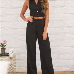 Belted black jumpsuit